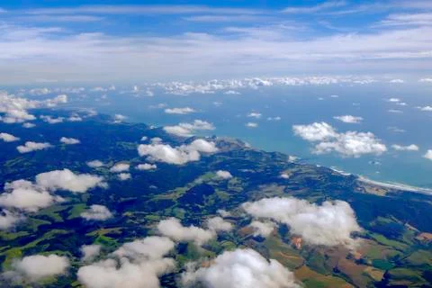 White clouds, view from above air plane window Stock Photos