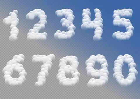 White cloudy numbers Stock Illustration