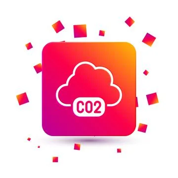White CO2 emissions in cloud icon isolated on white background. Carbon dioxide イラスト素材