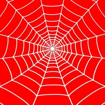 White cobweb on red background. Spider web. Vector Stock Illustration