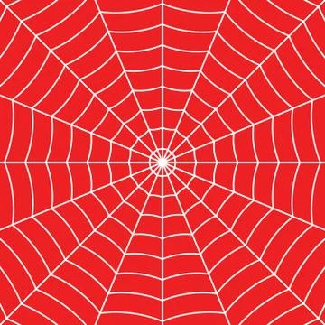 White Cobweb on Red background. Vector illustration Stock Illustration