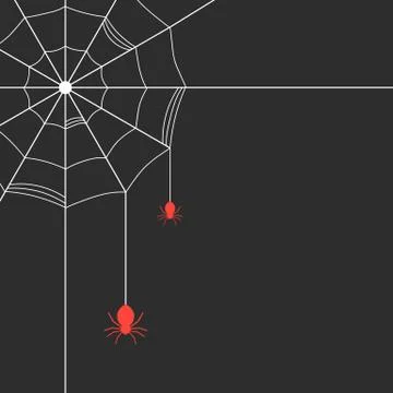 White cobweb with red spiders Stock Illustration