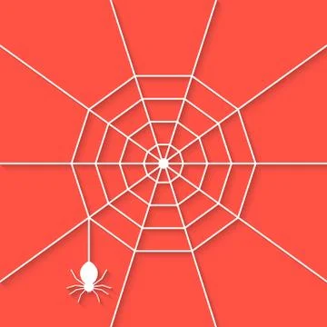 White cobweb with shadow on red background Stock Illustration