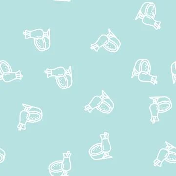 White coconut tropical line vector seamless pattern Illustrazione stock