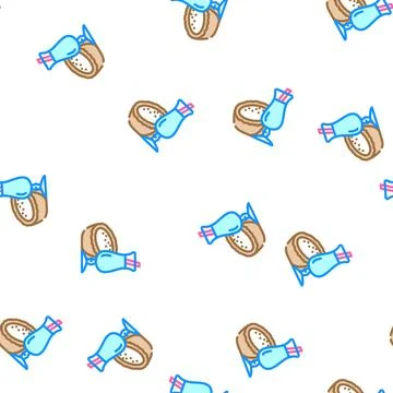 White coconut tropical vector seamless pattern Stock Illustration