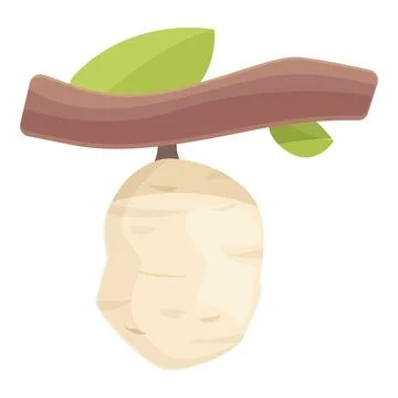 White cocoon icon cartoon vector. Nature larva Ilustración de archivo