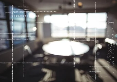 White code against blurry office Stock Photos