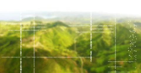 White code against green blurry mountains 스톡 일러스트