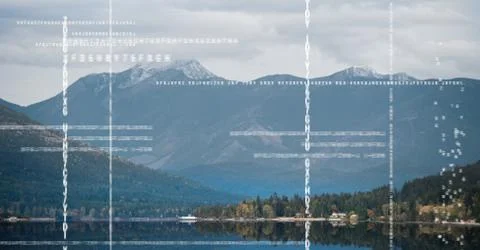 White code against mountain and water 스톡 사진