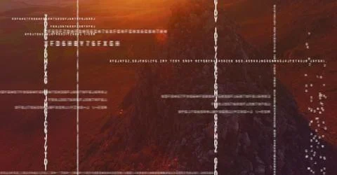 White code against mountain rock in sunset Illustrazione stock