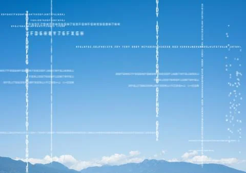 White code against mountain tops Stock Illustration
