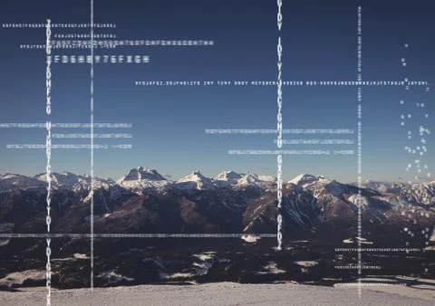White code against mountains 스톡 사진