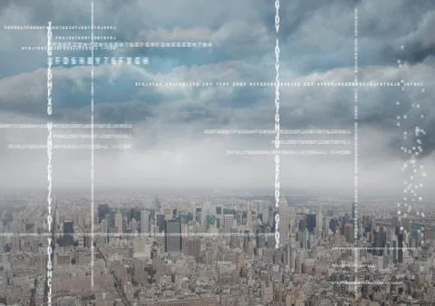 White code against skyline and clouds イラスト素材