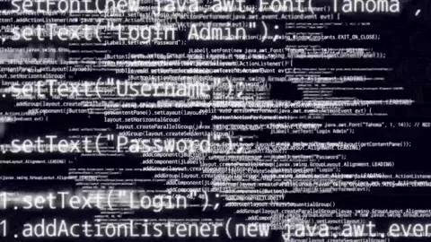 White coding scene on black background, concept of lines of code programming Stock Footage 297144197