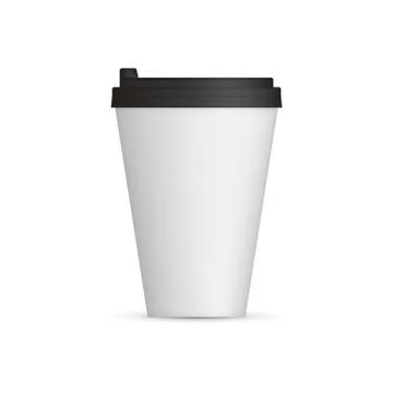 White Coffee Cap mock up. Empty mug template with space for logo or text. Vec Stock Illustration