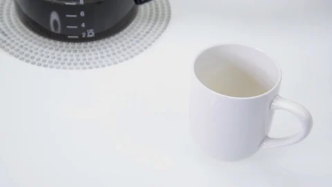 White Coffee Cup with Fresh Brewed Coffee Stock Footage 85432686