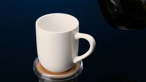 White Coffee Cup with Fresh Brewed Coffee with Lens Flare Stock Footage 86057241