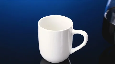 White Coffee Cup with Fresh Brewed Coffee Stock Footage 86057561