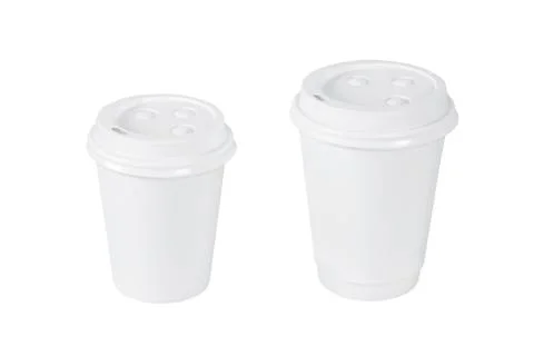 White coffee cups isolated Stock Photos