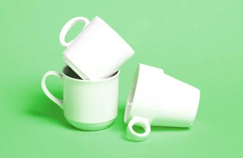 White coffee cups isolated on a solid background Foto stock