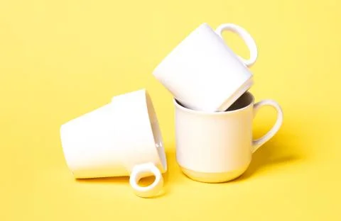 White coffee cups isolated on a solid background Foto stock