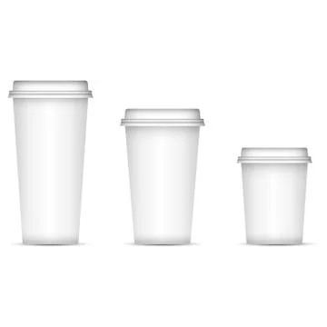White coffee cups set isolated on background Stock Illustration