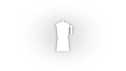 White coffee maker icon with shadow isolated on white background. Stock Footage 209120448
