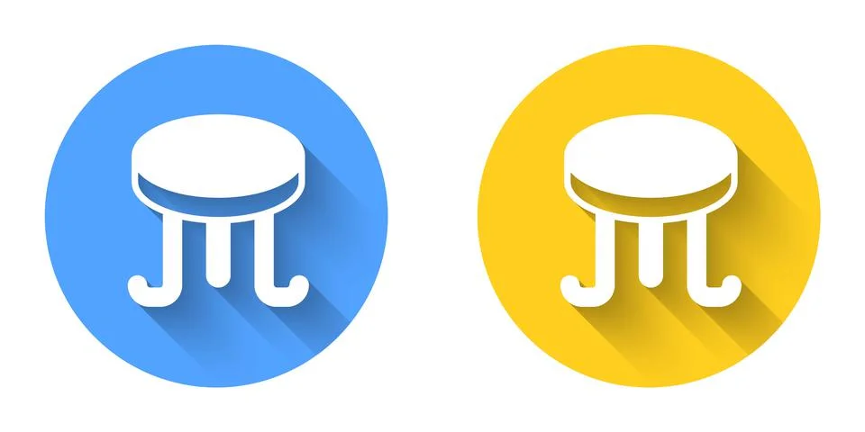 White Coffee table icon isolated with long shadow background. Street cafe Stock Illustration