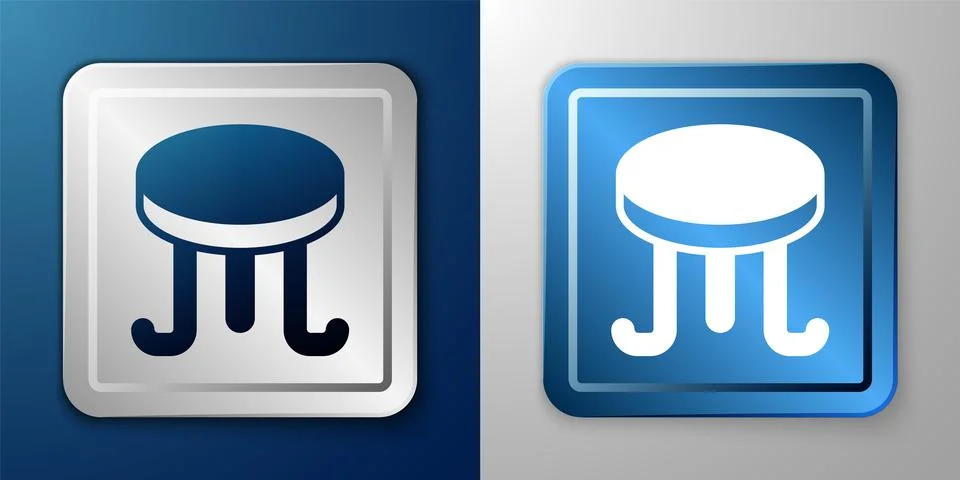 White Coffee table icon isolated on blue and grey background. Street cafe Stock Illustration