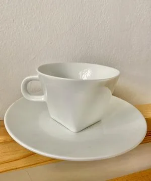White Coffee Tea Cup Set Stock Photos