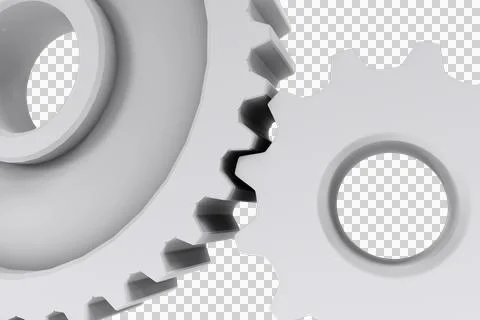 White cog and wheel connecting Stock Illustration