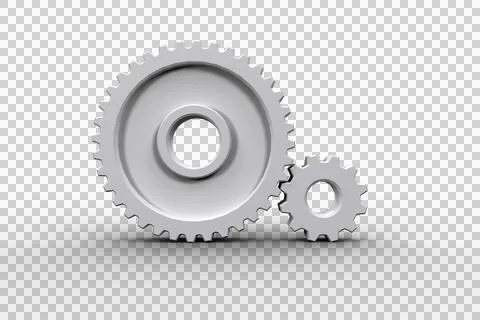 White cog and wheel connecting Stock Illustration