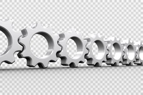 White cogs and wheels connecting Stock Illustration