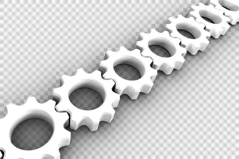 White cogs and wheels connecting Stock Illustration