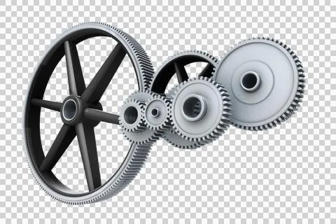White cogs and wheels connecting Illustrazione stock