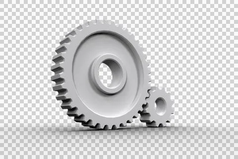 White cogs and wheels connecting Stock Illustration