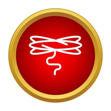White coiled cable icon in red circle イラスト素材