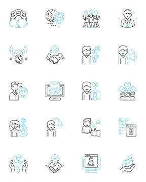 White-collar work linear icons set. Professionalism, Efficiency, Dedication Stockillustratie