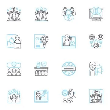 White-collar work linear icons set. Professionalism, Efficiency, Dedication Stockillustratie