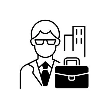 White collar worker black linear icon Stock Illustration