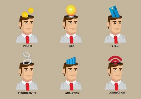 White Collar Worker Conceptual Vector Icon Set Stock Illustration