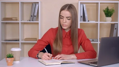 White collar worker draw up a plan on day Stock Footage 112082382