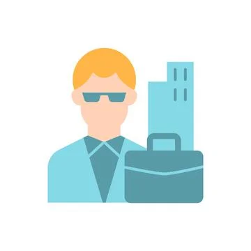 White collar worker vector flat color icon Stock Illustration