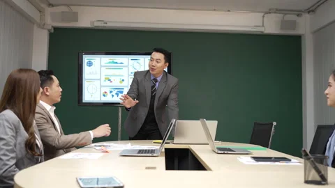 White collar worker working and meeting at office. Stockbeeldmateriaal 243693701