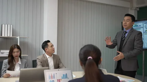 White collar worker working and meeting at office. 스톡 동영상 243693731