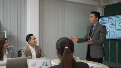 White collar worker working and meeting at office. Stock Footage 243693744