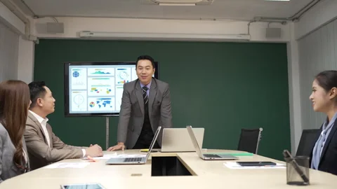 White collar worker working and meeting at office. Stock Footage 243693745