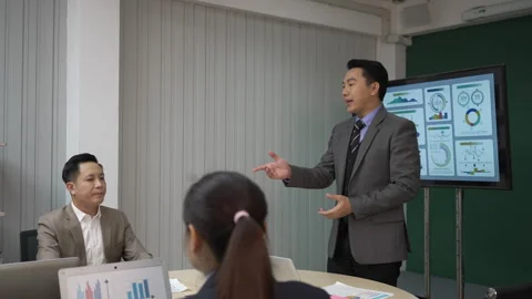 White collar worker working and meeting at office. Stock Footage 243693792