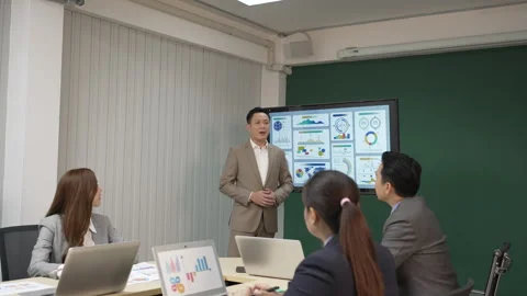 White collar worker working and meeting at office. Stock Footage 243693901