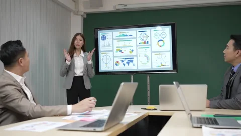 White collar worker working and meeting at office. Stock Footage 243693919